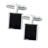 Boutons de Manchettes argent fin et Onyx - 11mm par 13mm