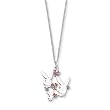 Playboy Necklace and Pendant 18" Surgical Grade Stainless Steel Sterling Silver-plated Crystalline Eye Clear and Pink Crystal Necklace 18"