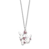 Playboy Necklace and Pendant 18" Surgical Grade Stainless Steel Sterling Silver-plated Crystalline Eye Clear and Pink Crystal Necklace 18"