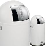 Trash Waste Bullet Step Can 10.3 Gal in White Stainless by Polder Home Tools