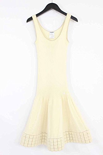 (シャネル)CHANEL 【00A チョコバーコレクション】パールココマークフレアスカートニットワンピース(36/ベージュ)