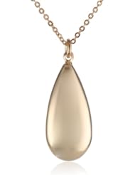 14k Italian Yellow Gold Pear Shape Station with High Polished Pear Shape Dangle Necklace, 17"