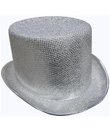 Silver Glitter Top Hat