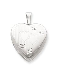 Genuine .925 Sterling Silver 16mm D/C Double Hearts Heart Locket. 100% Satisfaction Guaranteed.