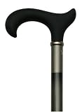 Walking cane-soft touch -black. This walking stick cane has a wide derby handle designed especially for men. This walking aid has a metallic anthracite hardwood shaft. This wooden cane has a weight capacity of 250 pounds.