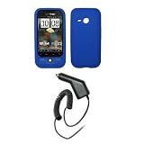 Premium Blue Soft Silicone Gel Skin Cover Case + Rapid Car Charger for HTC Droid Eris
