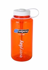 Nalgene Tritan Wide Mouth BPA-Free Water Bottle, 1-Quart, Orange with White Lid