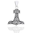 Norse Symbols and Celtic Knot - Nordic Viking God Thor's Hammer Sterling Silver Pendant