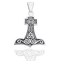 Norse Symbols and Celtic Knot - Nordic Viking God Thor's Hammer Sterling Silver Pendant