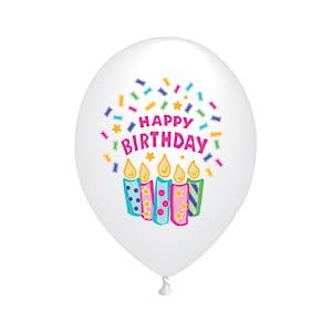 11" Happy Birthday Confetti & Candles (12) Latex Balloons