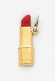 Red Enameled Lipstick Charm, 14K Yellow Gold