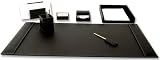 7 Piece Desk Set, Black Rustic Leather Executive Desk Set, Blotter, Letter Holder, Memo Holder, Business Card Holder, Pencil Cup, Letter Tray, Letter Opener