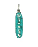 Om Mani Mantra Pendant in Sterling Silver with Turquoise
