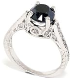 2.69CT Black Diamond Vintage Engagement Ring 14K White Gold