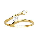18K Gold Plated Clear Cubic Zirconia Duo Band Ring