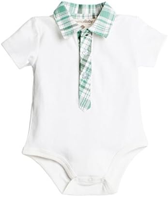 Spence Baby Boy Organic Polo Bodysuit (0-3, white)
