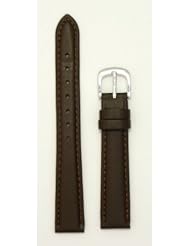 Ladies Padded Genuine Leather Watchband Brown 14mm Watch Band