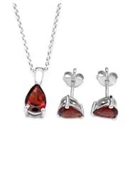 Sterling Silver 3.46 CTW Garnets Stud Women Jewelry Set. Length 7.5 in. Total Item weight 1.1 g.