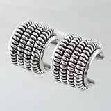 Wide Sterling Silver Twisted Hoop Earrings, #1965