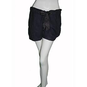 SUNNER Linen Drawstring Bow Shorts in Eggplant