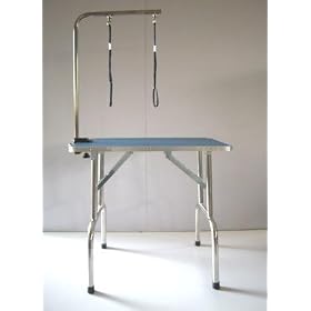 Dog Cat Grooming Table 95cm x 55cm x 78cm Stainless Steel Frame and Legs Adjustable Portable Folded