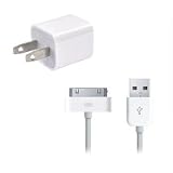 Wall AC Charger USB Sync Data Cable for iPhone 4, 3GS, and iPod