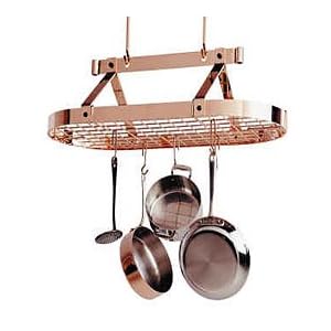 Enclume Copper Three Foot Oval Ceiling Pot Rack