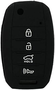 DSP Silicone Cover Skin Jacket fit for KIA 4 Button Flip Remote Key Case CV2154 Black