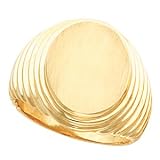 14K White Gold Men's Signet Ring With Brush Finished Top