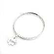 Inspirational Bangle Bracelet Silver Metal with SISTERS Flower Charm