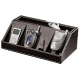 Charging Station Valet - Faux Black Leather (Black) (4.25 H x 11.5 W x 6.75 D)