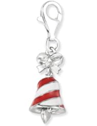 925 Sterling Silver Red & White Enamel Bell Charm, For Chamilia, Pandora, Biagi, Personality, Reflections And More Charm Bracelets