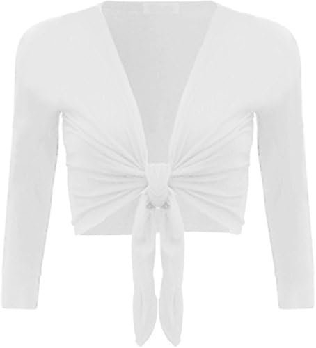 Girls Walk Women's Plain Long Sleeves Tie Up Knot Stretchy Shrug Top