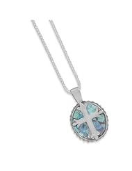 18" Round Ancient Roman Glass Cross Necklace