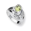 Lemon Quartz and Diamond Sterling Silver Ring (Sizes 6-8)