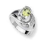 Versil Lemon Quartz and Diamond Sterling Silver Ring (Sizes 6-8)