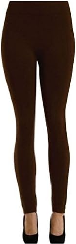 TOKTOK Women Winter Sexy Leggings- Soft Cotton and Mink Fur inside (Brown)