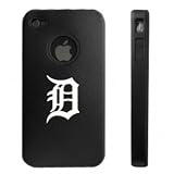 Apple iPhone 4 4S 4G Black Aluminum & Silicone Case Detroit Tigers