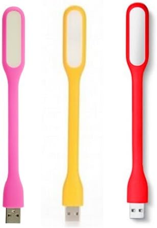 (3 Pack) Mini USB LED Light Adjust Angle Portable Flexible Led Lamp With USB for Powerbank PC Laptop Notebook Computer Keyboard, Perfect for Reading/Studying/Relaxation/Bedtime (Red+Pink+Yellow)