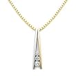 18k Two Tone Yellow and White Gold Three Stone Diamond Pendant with Chain (0.25 cttw, H, SI)