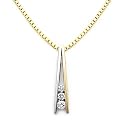 18k Two Tone Yellow and White Gold Three Stone Diamond Pendant with Chain (0.25 cttw, H, SI)