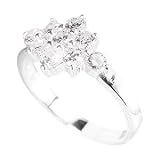Image of Silver Ring - White Cubic Zirconia Engagement Style Cluster Ring
