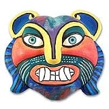 NOVICA Ceramic mask, 'Rainbow Cat'