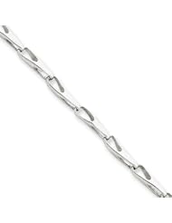 14K White Gold, 3mm Fancy Link Bracelet - 7.25 Inch