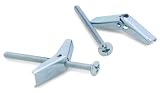 Zinc Plated Steel Toggle Bolt, Flat Head, Slotted Drive, 1/8