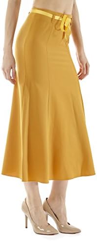 8470 Women Career Business Fitted Long Flare Skirt Mustered L