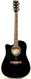 Left Handed Black Acoustic Electric Guitar Full Size Thinline Cutaway Body with Case