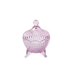 EK HANDEL Glas-Dose Glasdose a.Fu� rosa 7,5x9,5cm