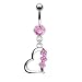 Titanium Gem Heart Belly Navel Ring Pink Gems Dangle Button Piercing Jewelry Solid Titanium Bar