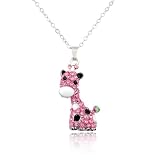 Pink Crystal Cute Animal Pendant Necklace Fashion Jewelry